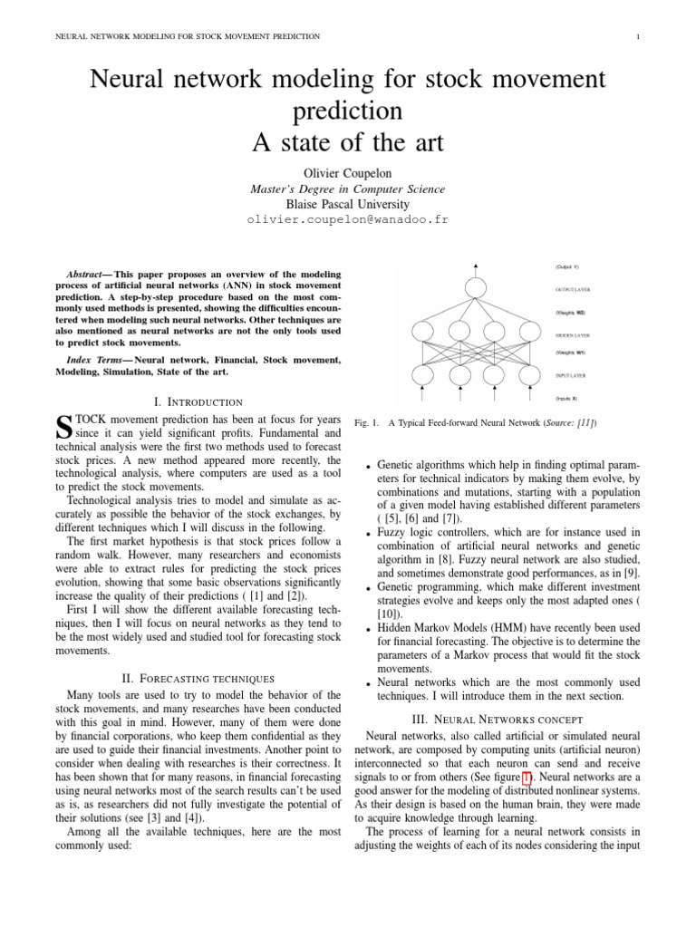 Neural Network Modeling For Stock Movement Prediction A State of The ...