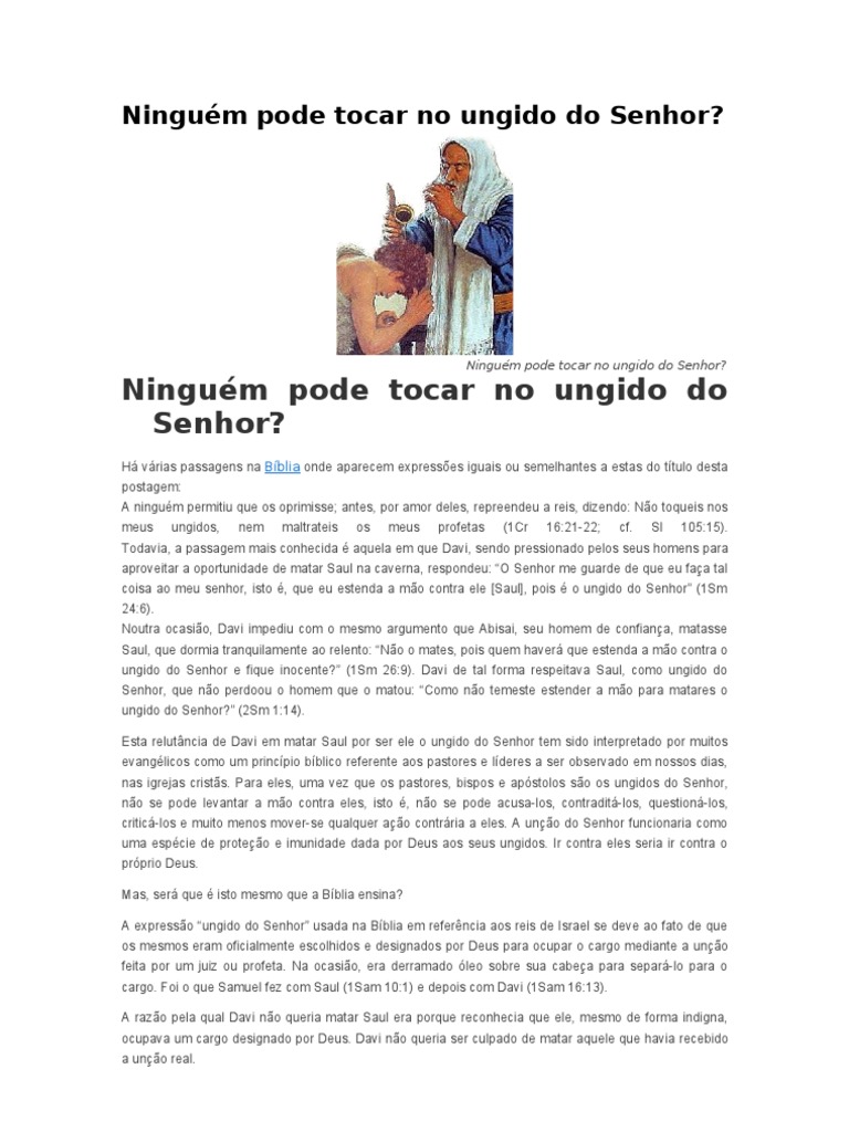 Ninguém Pode Tocar No Ungido Do Senhor | PDF | Davi | Apóstolo Paulo