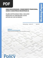 Onde Biodiversidade, Conhecimento tradicional, saúde e subsistência encontram-se - Working Paper