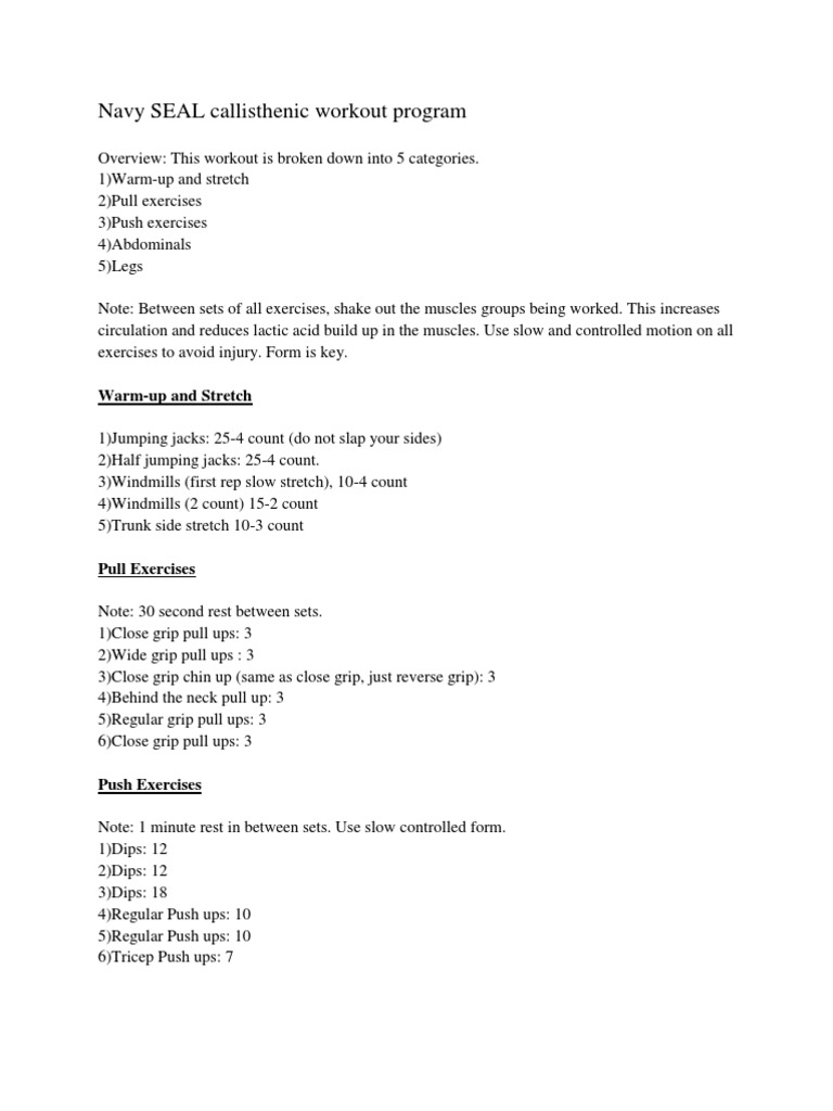 Navy Seal Workout | PDF