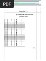 Physics Paper 1 Quarter Year Examination 2013 Marking Scheme