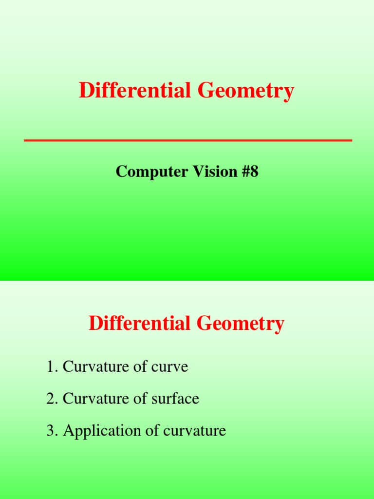 Differential Geometry Computer Vision 8 PDF Curvature Sine