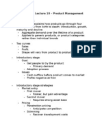 Study Guide for Lecture 10 - Product II - Management