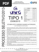 Unirg 2013 2 Cadernoquestao Tipo 1