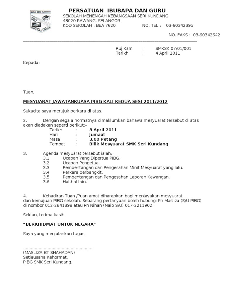 Surat Panggilan Mesyuarat Pdf