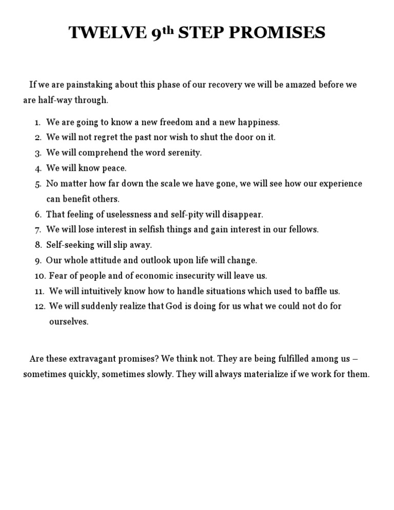 12 9th Step Promises | PDF