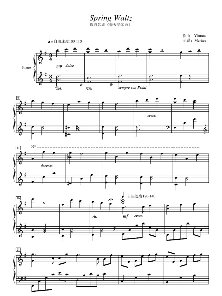 Spring Waltz Yiruma PDF