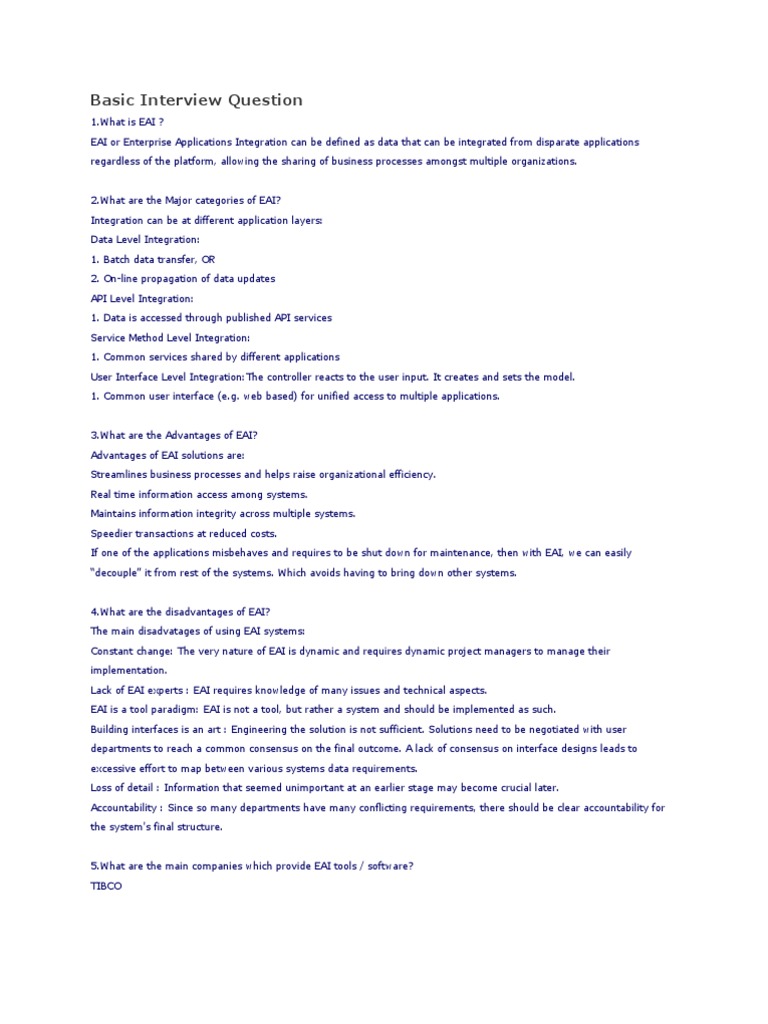 EAI Interview Questions and Insights | PDF | Java (Programming Language ...