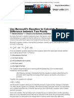 Use Bernoulli's Equation To Calculate Pressure Difference Between Two Points - For Dummies