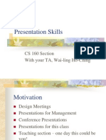 Presentation Skills: CS 160 Section With Your TA, Wai-Ling Ho-Ching