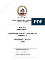 HUM 1023 Mathematics 1 Diploma in Electronic Industry (Dei) Semester 1 Final Project Report: Prisms