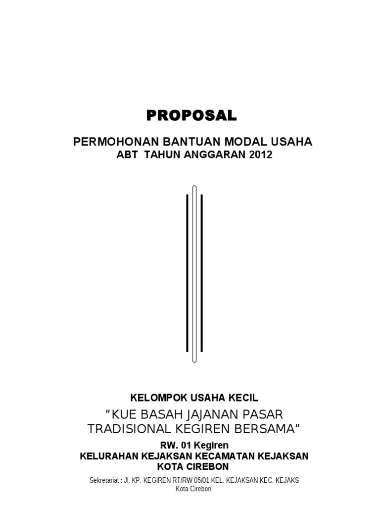Contoh Proposal Permohonan Bantuan Modal Usaha Pdf