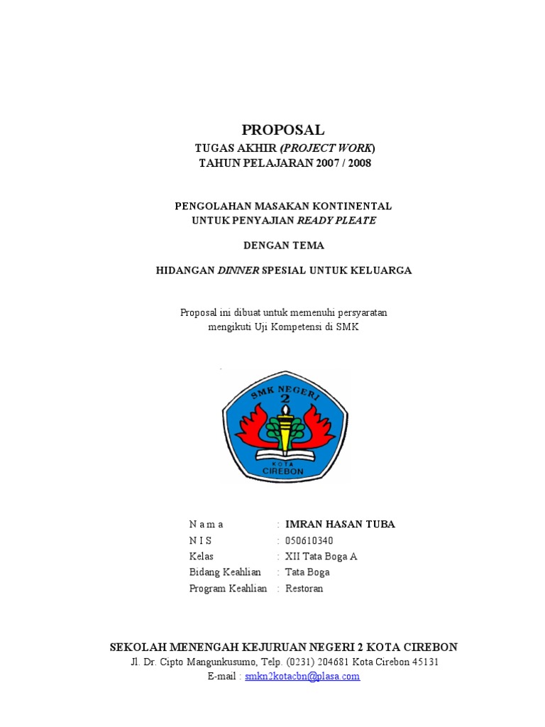 Contoh Proposal Tugas Akhir Sekolah