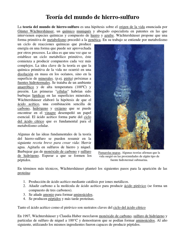 Teoría Del Mundo de Hierro Sulfuro