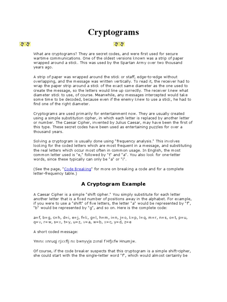 Cryptograms | PDF | Cipher | Cryptography