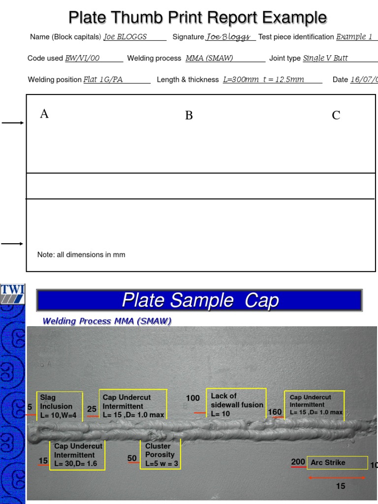 CSWIP 3.1 Plate Inspection Report Guide | PDF
