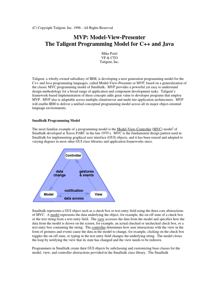 Mvp Model View Presenter Pdf Pdf