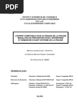 Risque De La Fraude Modalites De Prevention Pour L Entreprise Et Demarche D Audit Externe De La Fraude Pdf Pdf Controle Interne Audit