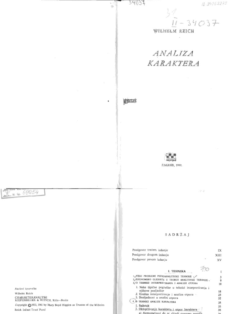 ANALIZA KARAKTERA-Wilhelm Reich PDF | PDF