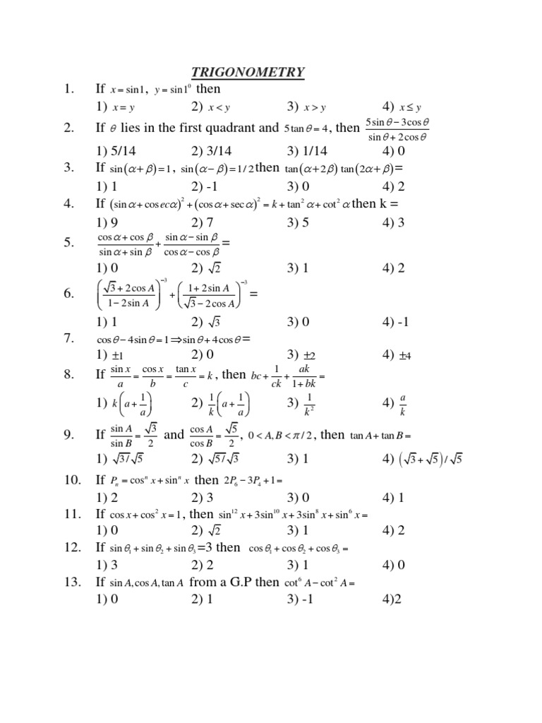 Trigonometry Formulas and Identities | PDF | Trigonometric Functions ...