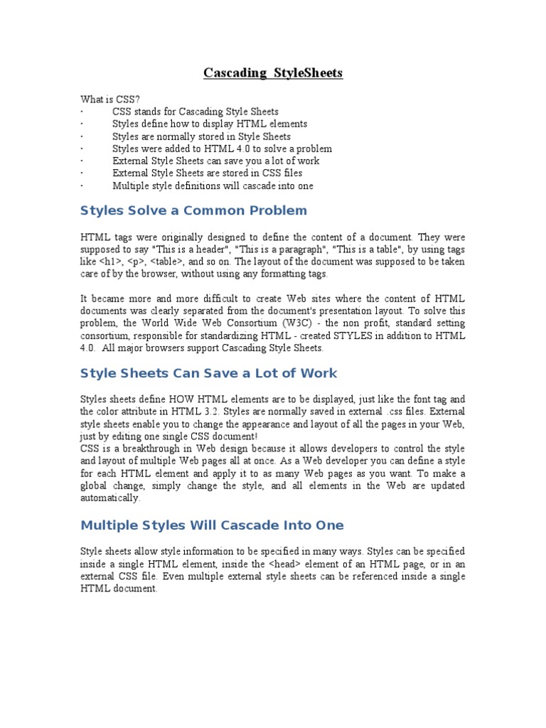 CSS Notes | PDF | Cascading Style Sheets | Html Element