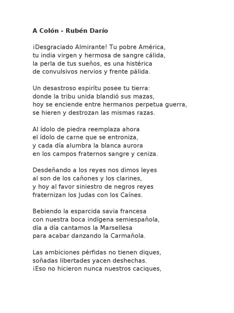 12 de octubre Poemas a Colón (1) Cristóbal Colón América