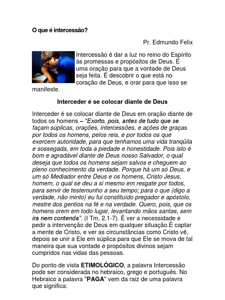 O que é intercessão? Princípios e definições | PDF | Oração | Deus