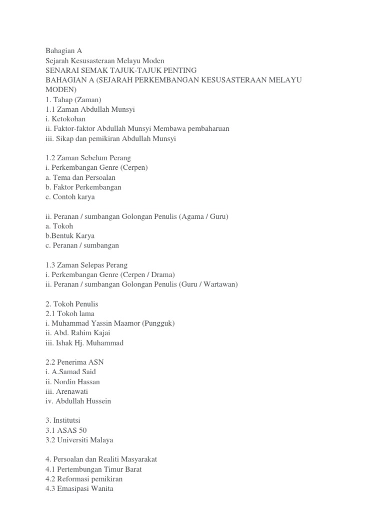 Bahan STPM Sastera Karya Dan Sumbangan | PDF