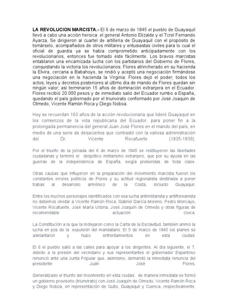Revolución Marcista de 1845 en Ecuador | PDF | Agitación | Gobierno
