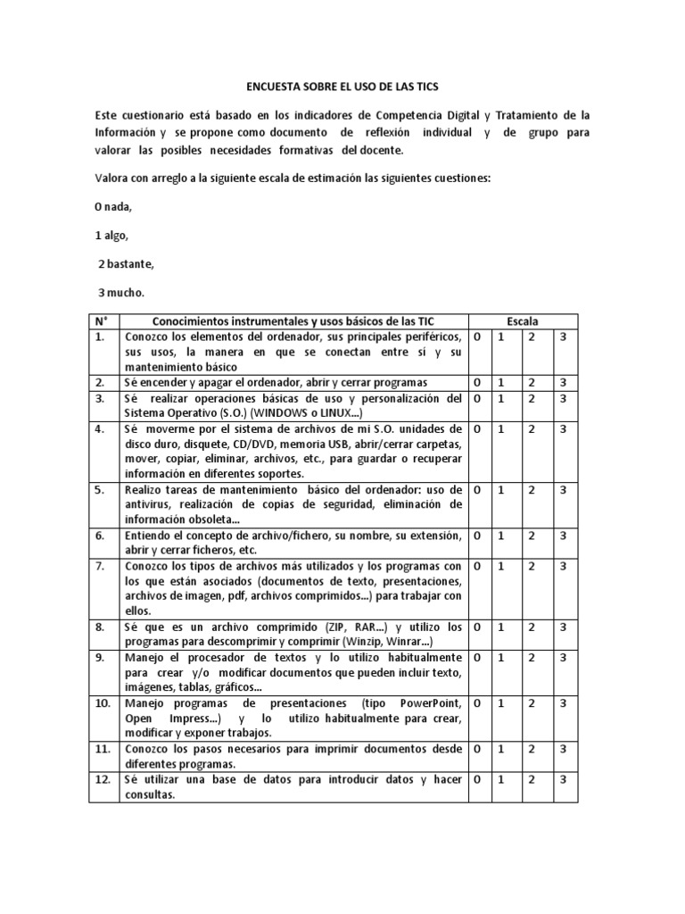 Encuesta de Tic para Docentes PDF Archivo de computadora