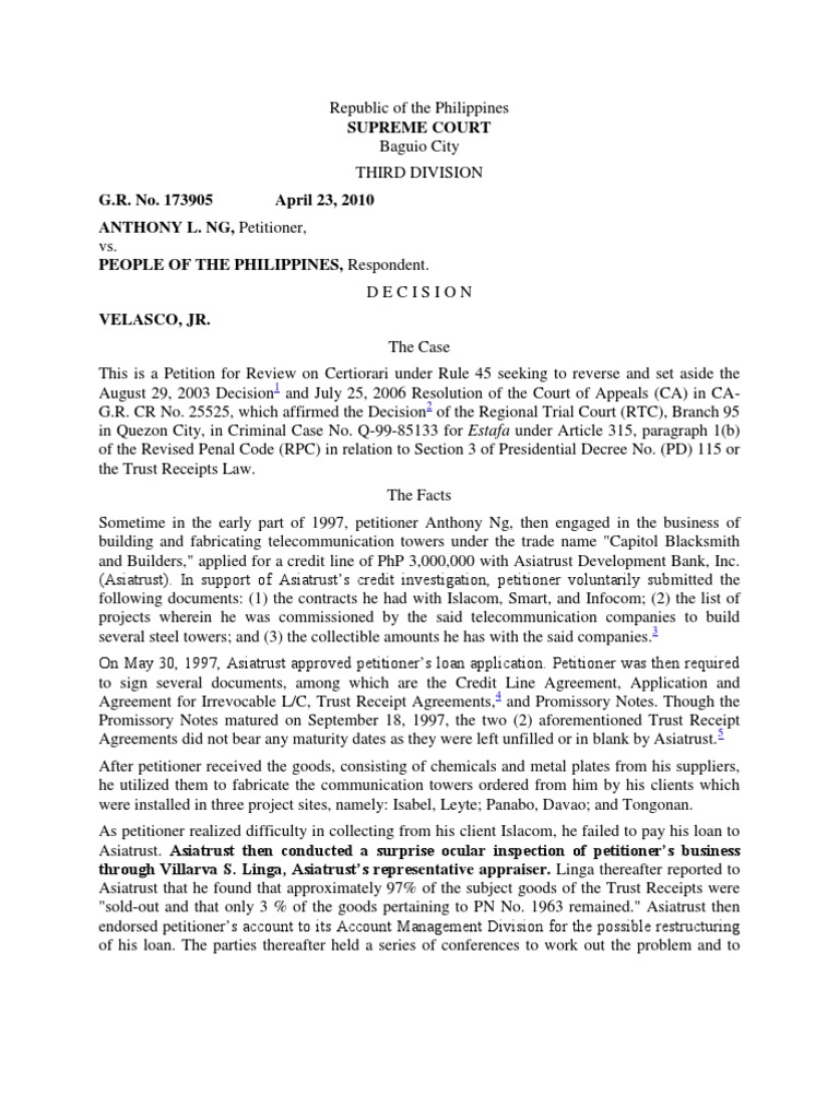 Estafa Case Burden Of Proof (Law) Security Interest