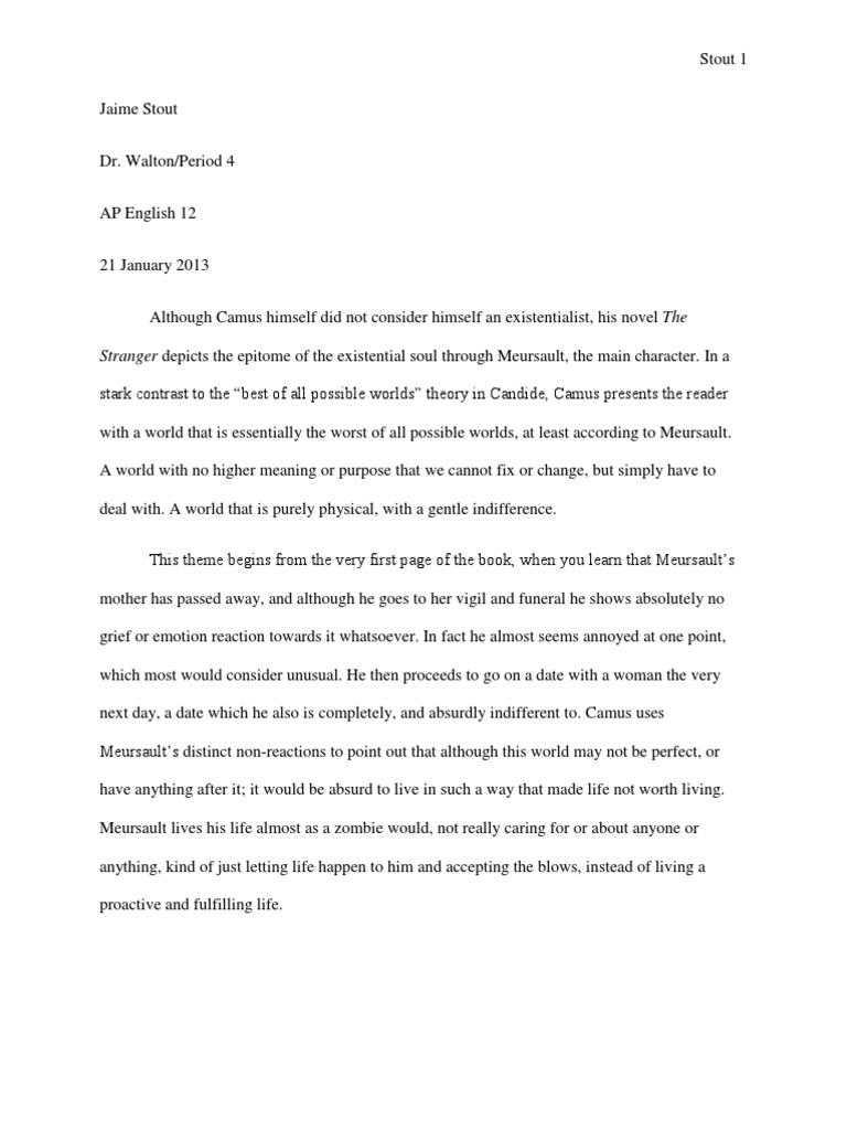Stranger Essay Meursault The Stranger Essay The Stranger Essays