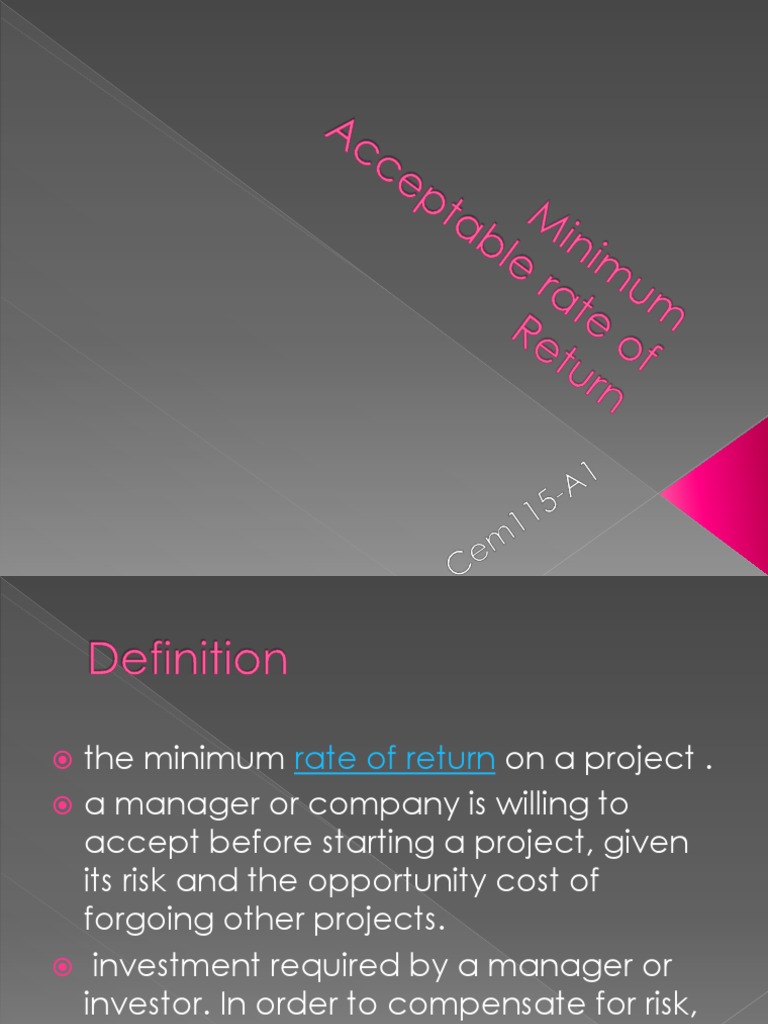Minimum Acceptable Rate of Return Explained | PDF | Cost Of Capital ...