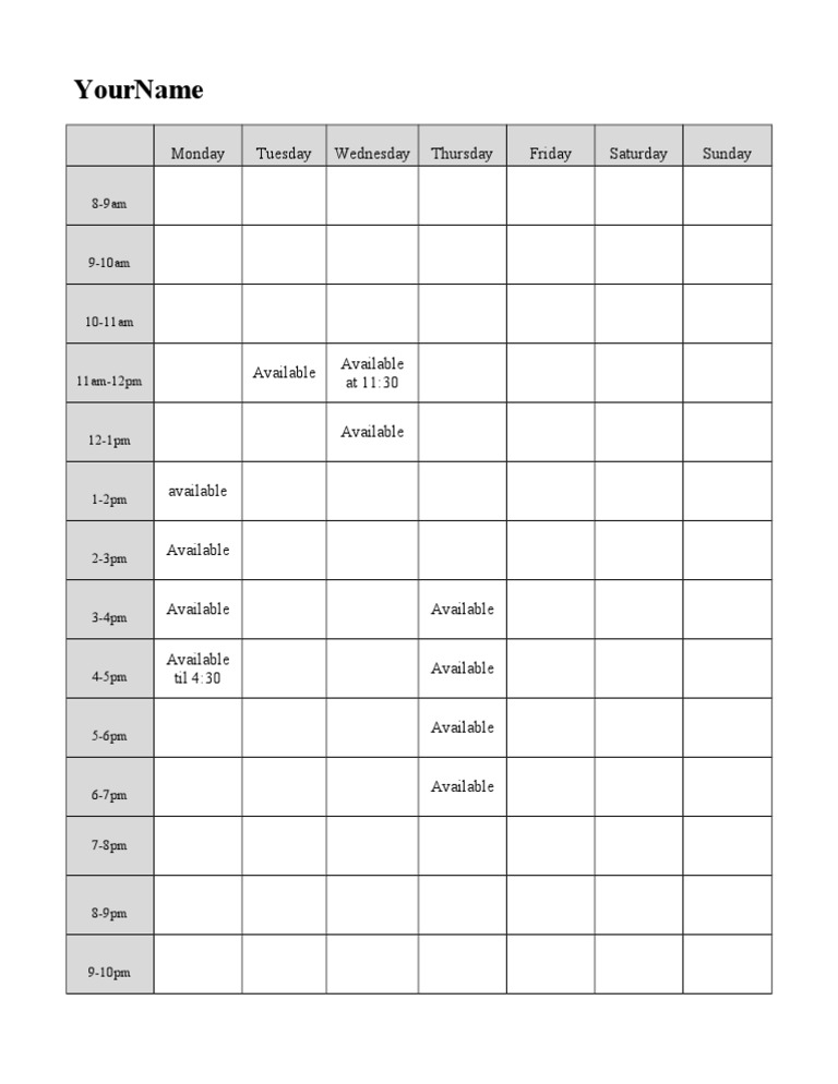 Blank schedule pdf