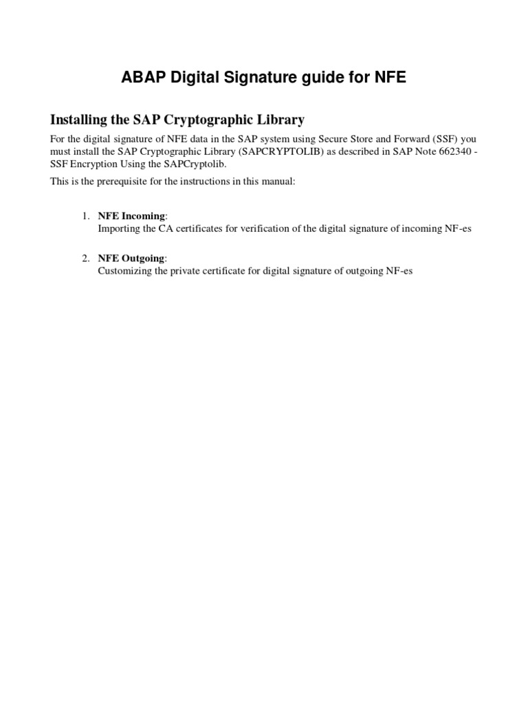 ABAP NFE Digital Signature Setup Guide | PDF | Public Key Certificate ...