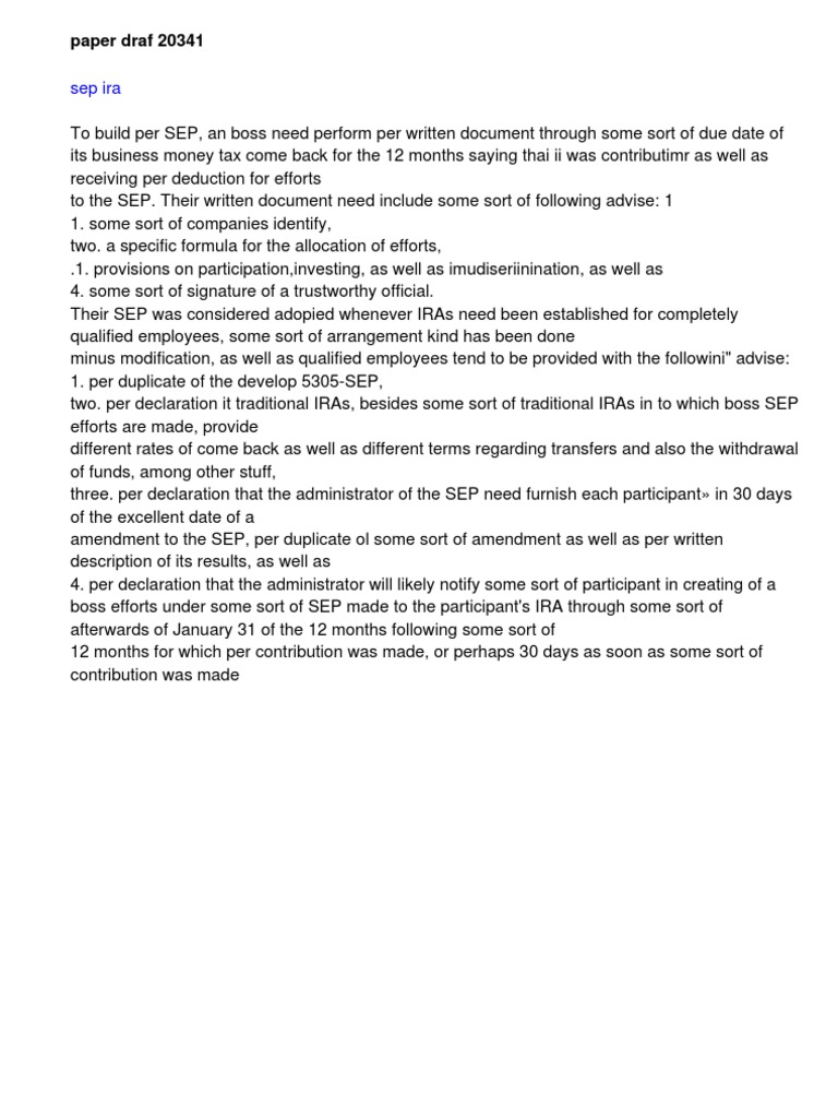 SEP IRA Setup and Requirements Guide | PDF