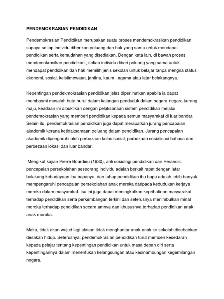 Pendemokrasian Pendidikan Edu Sem 8 Isl 1 Pdf