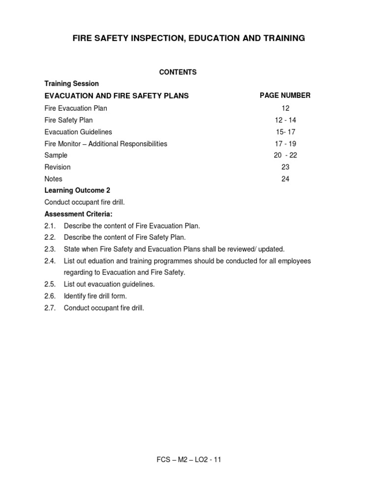 Evacuation and Fire Safety Plan PDF Emergency Evacuation Fire Safety
