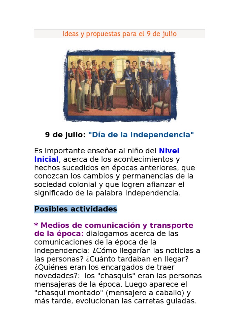 Actividades para el 9 de Julio Infantil | PDF | Entretenimiento (general)
