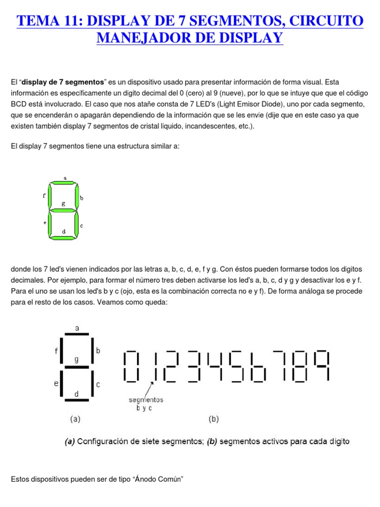 Circuito y Manejo de Display 7 Segmentos | PDF