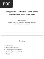 Design of An 8X8 Printed Circuit Board Dipole Phased Array Using HFSS