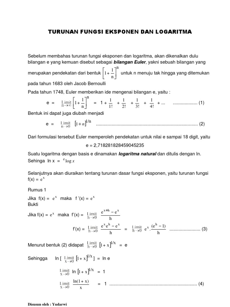 24+ Contoh Soal Turunan Logaritma Natural Kumpulan