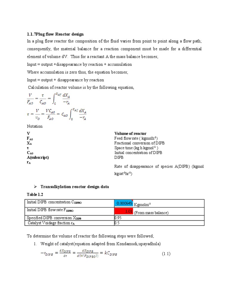 Plug Flow Reactor Design | PDF | Chemical Reactor | Chemical Engineering