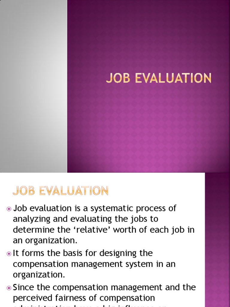 Job Evaluation PDF Employment Evaluation
