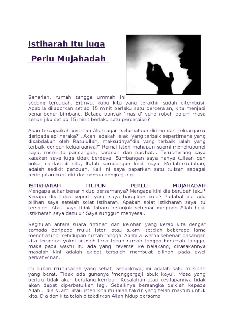 Istiharah Itu Juga Perlu Mujahadah Pdf
