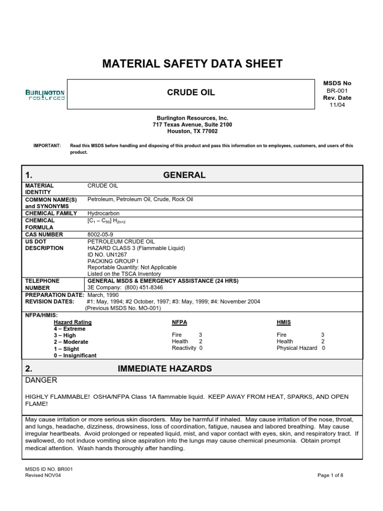 Crude Oil Msds Benzene Personal Protective Equipment