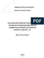 Avaliação dos níveis de contaminação por metais pesados em amostras de sedimentos da regiao estuarina de Santos e Cubatão