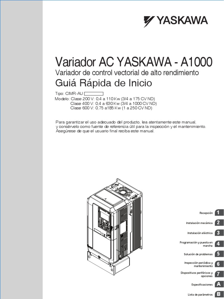 manual variador yaskawa 1000 español