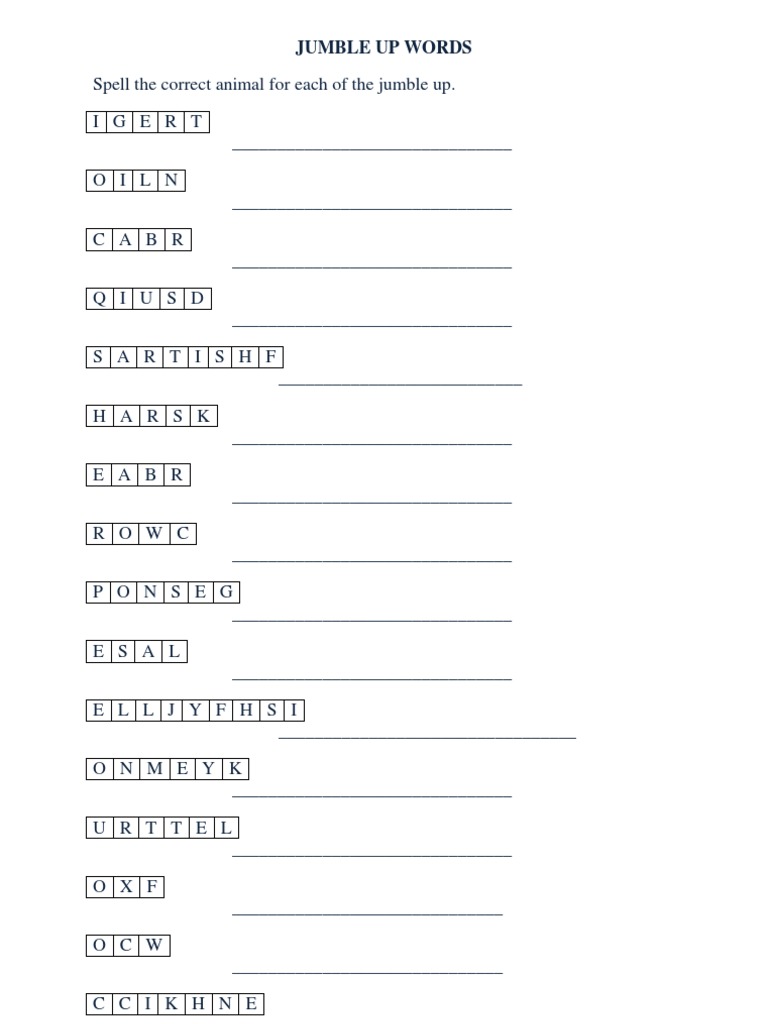 Jumble Up Words | PDF | Language Arts & Discipline | Foreign Language ...