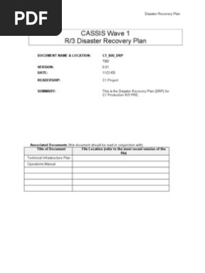 Disaster Recovery Plan